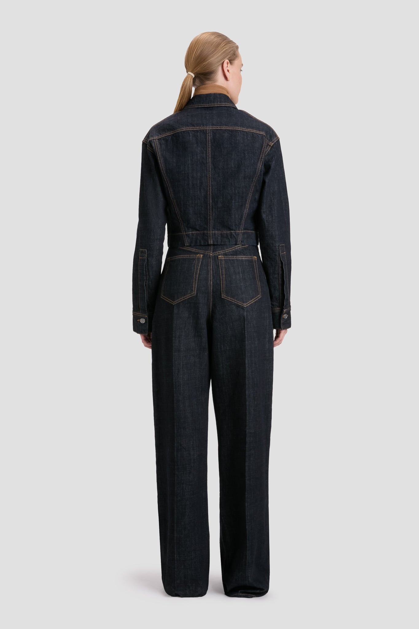 High Waisted Cinched Jean In Indigo Rinse - 5