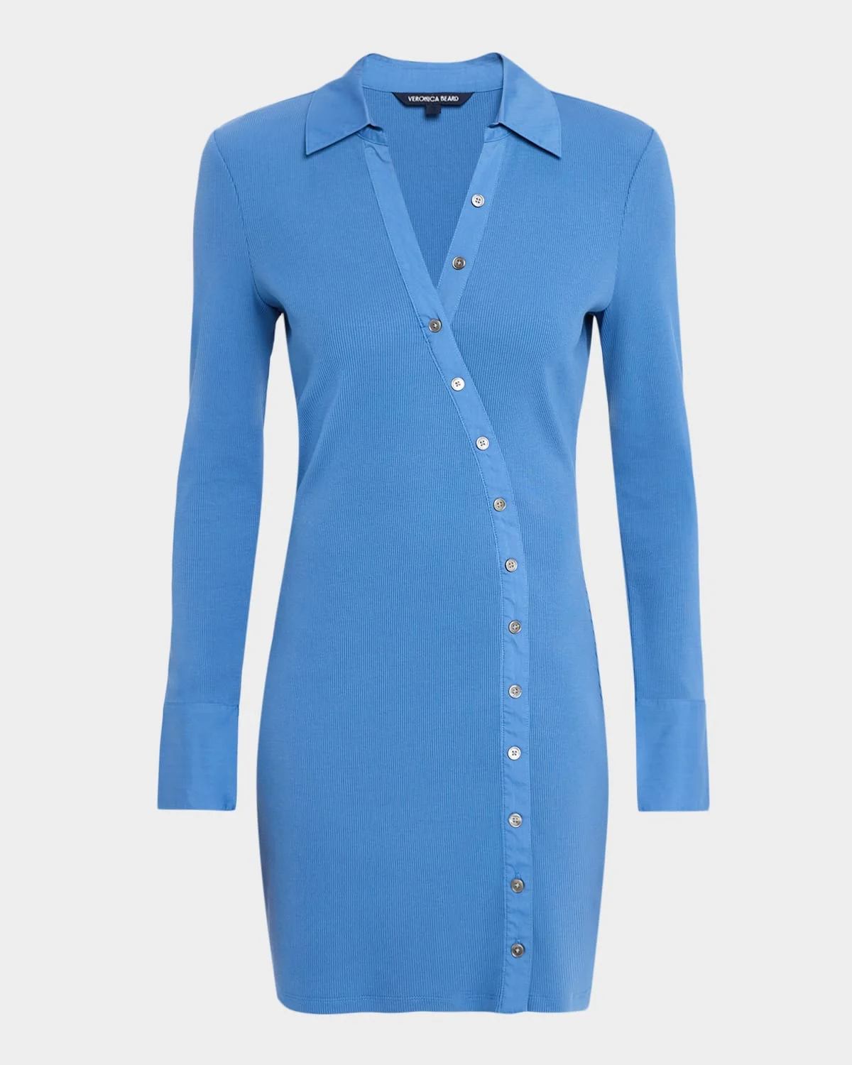 Brenner Long-Sleeve Asymmetric Button Mini Dress - 1