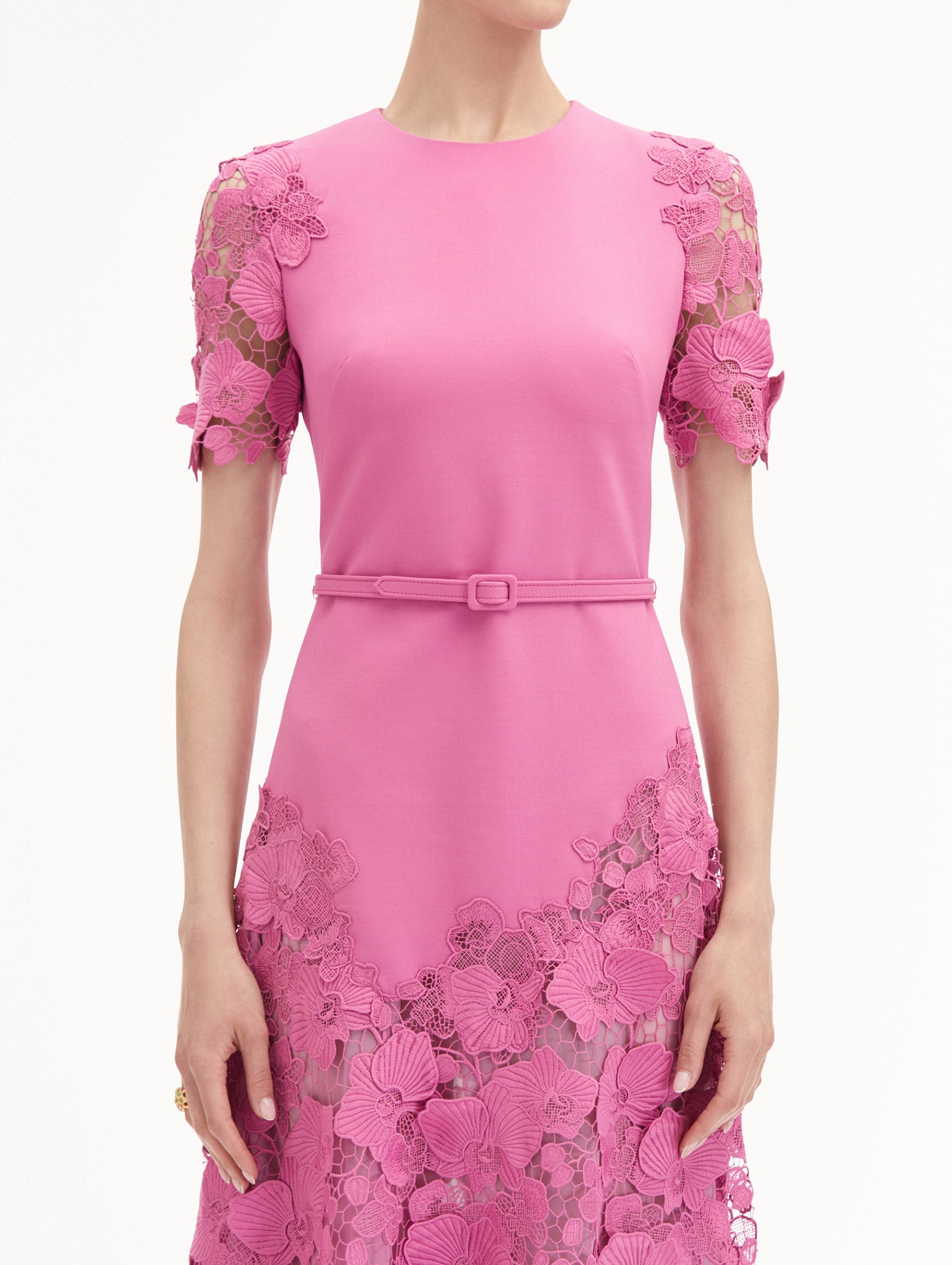 ORCHID GUIPURE LACE INSET DRESS - 5