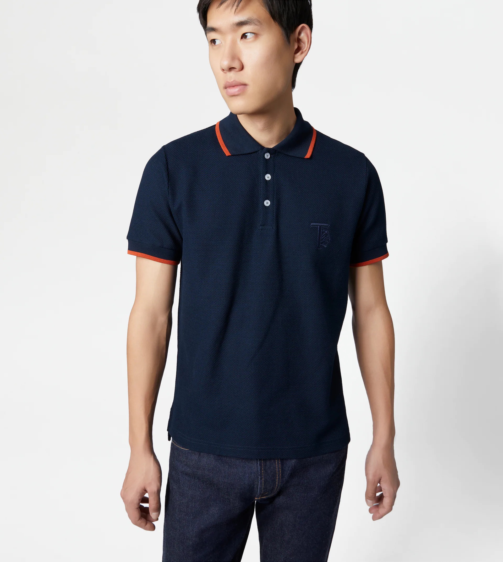 POLO SHIRT IN JACQUARD COTTON - BLUE - 7