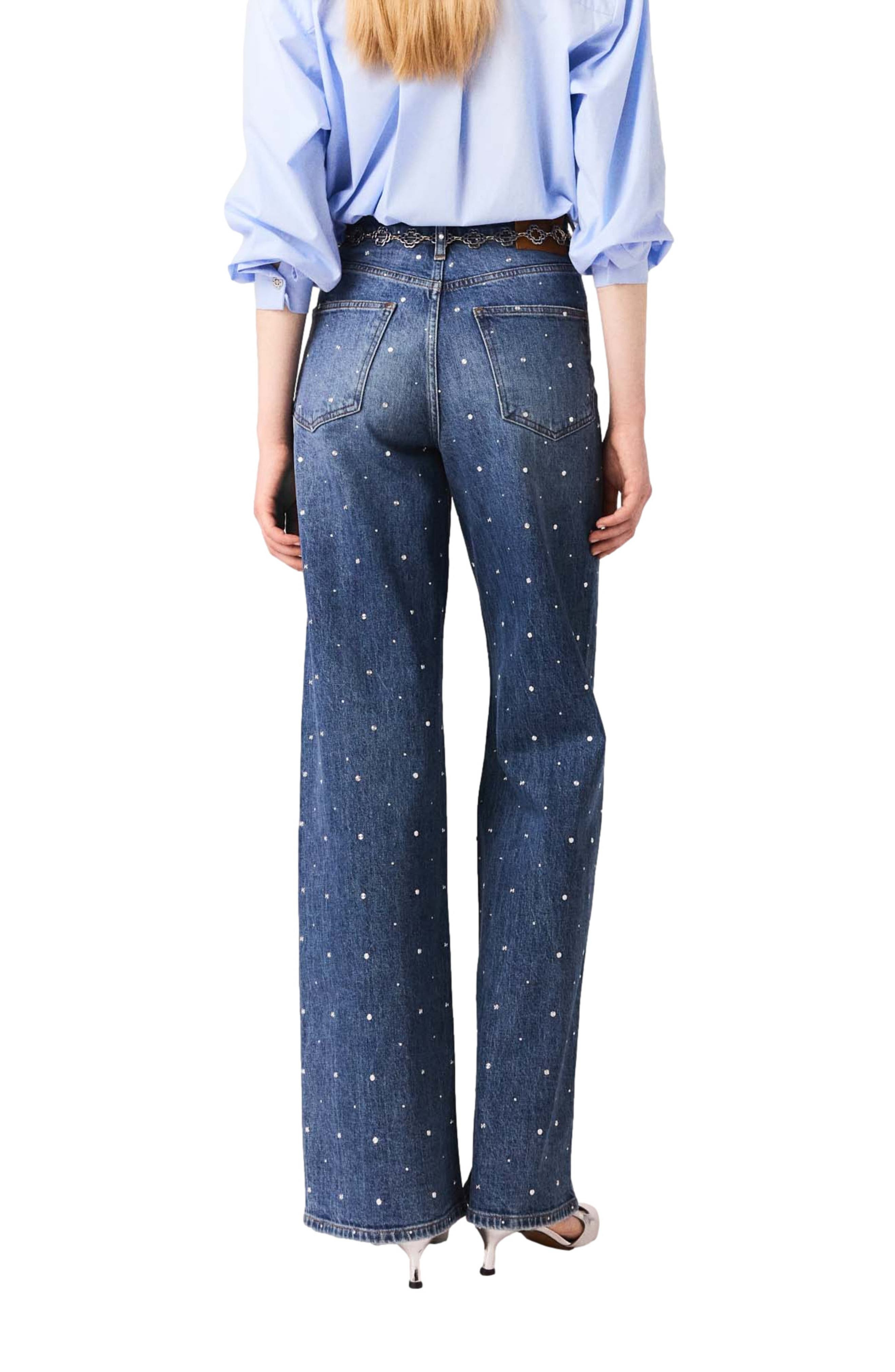 maje Wide-leg denim jeans with studs in Blue at Nordstrom - 3