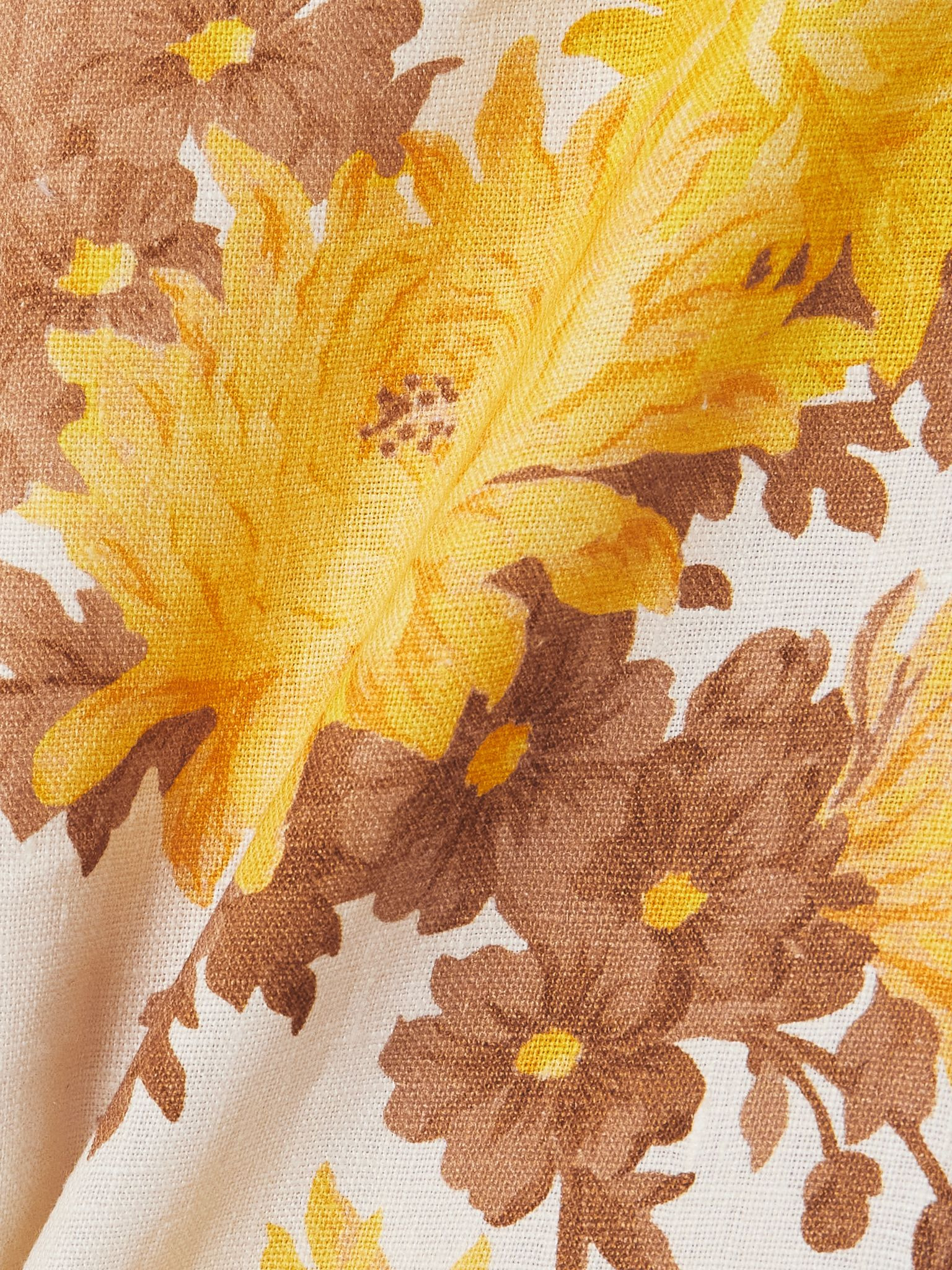 Felice shirred floral-print linen mini dress Yellow - 4