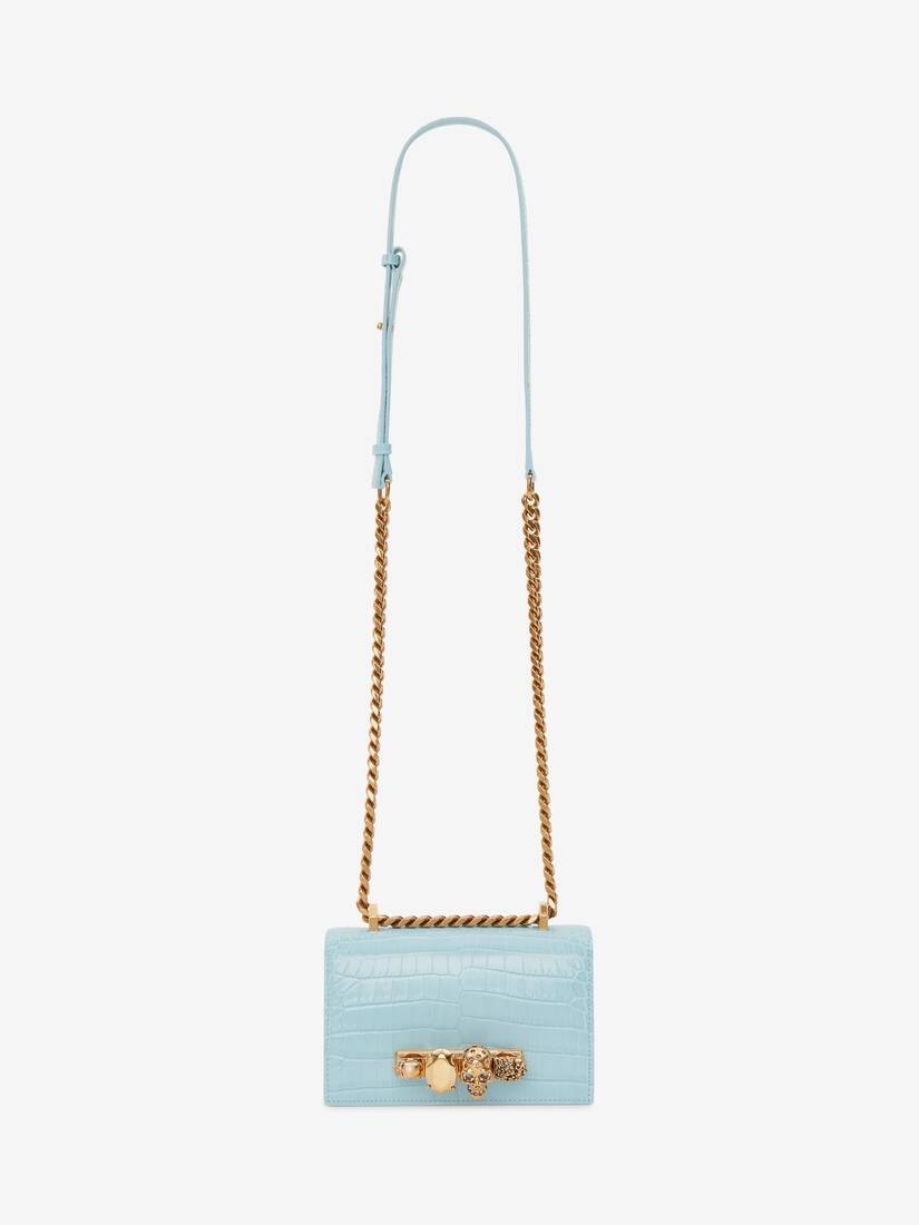 Mini Jewelled Satchel in Pale Blue - 5