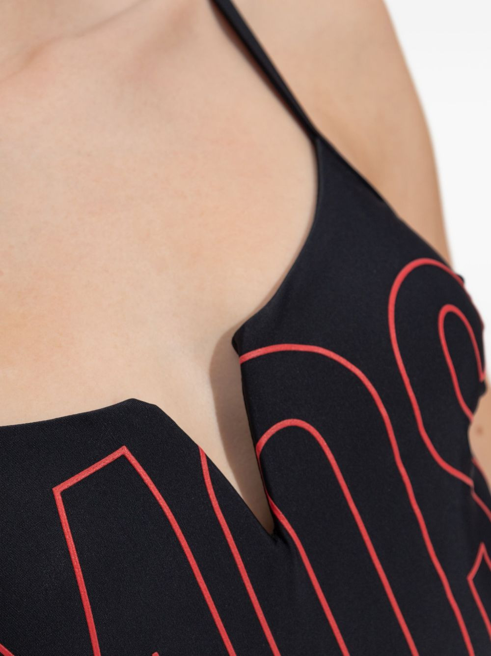 logo-print V-neck swimsuit - 2