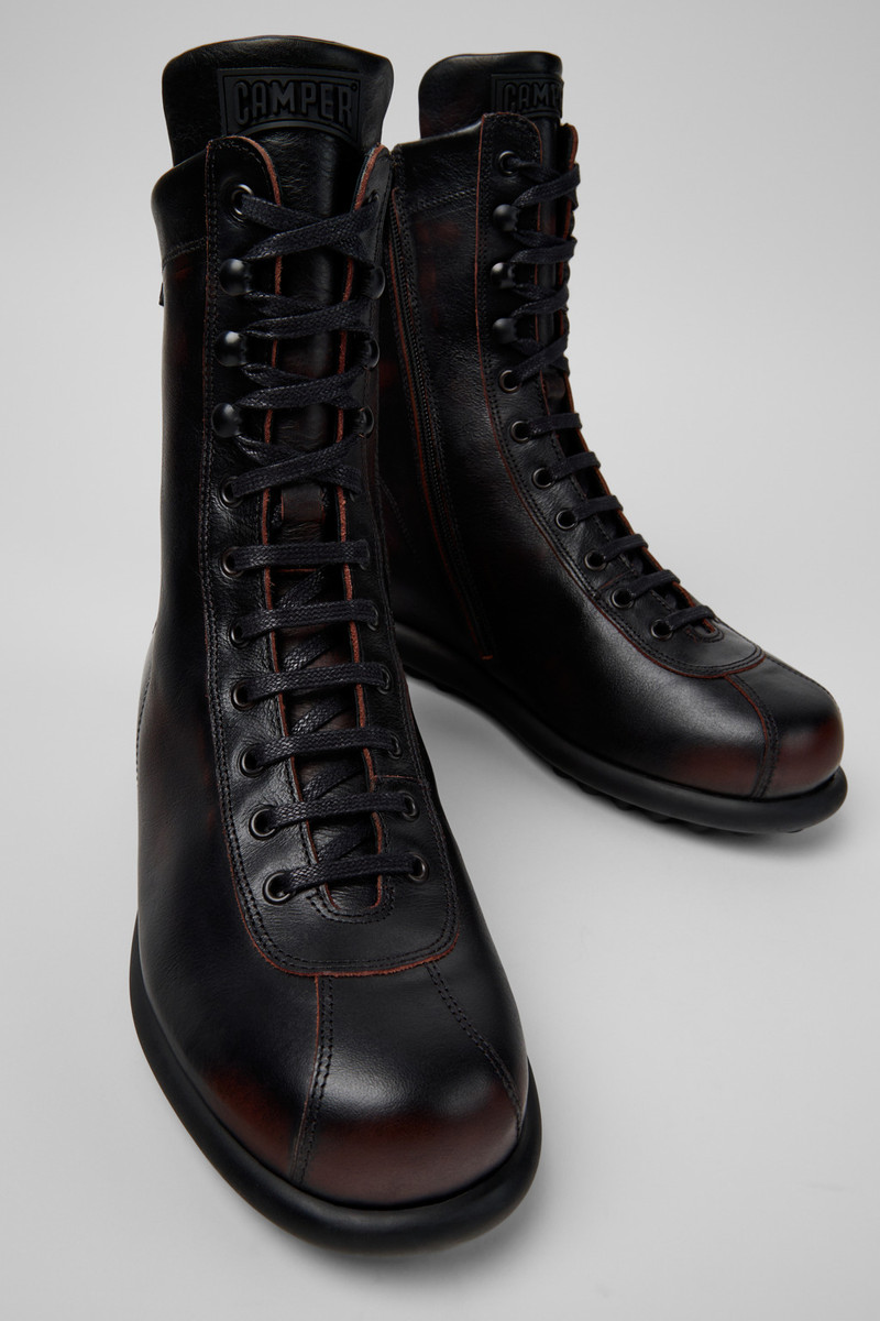 Multicolor Leather Mid Boots for Men. 2