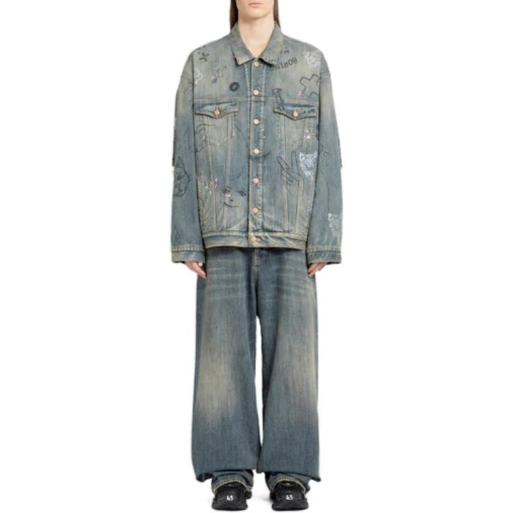 Balenciaga Graffiti Denim Jacket 'Light Blue' 721708TOW664036 - 2