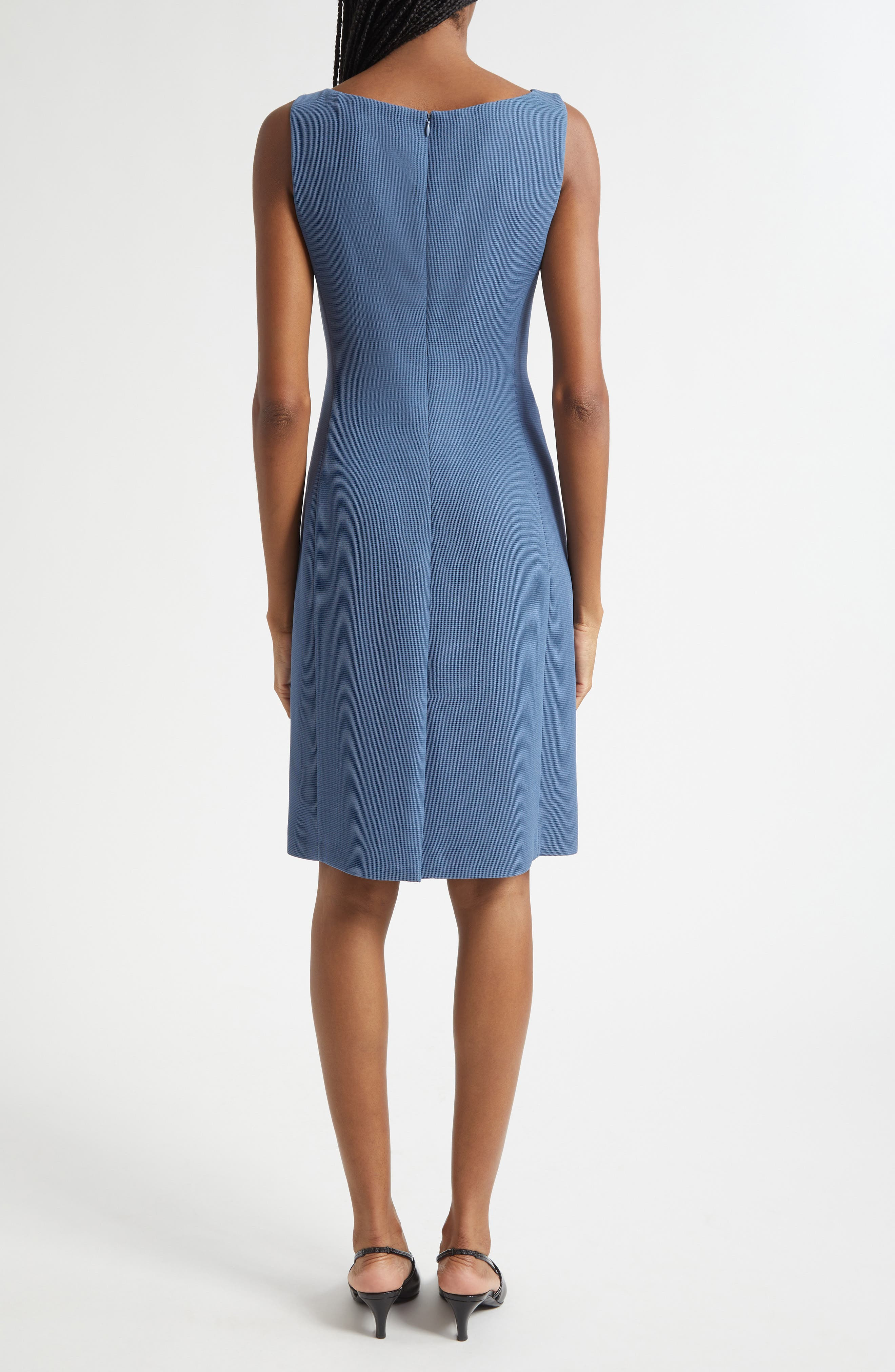Emporio Armani Waffle Stitch Sleeveless Dress in Solid Blue Navy at Nordstrom - 2