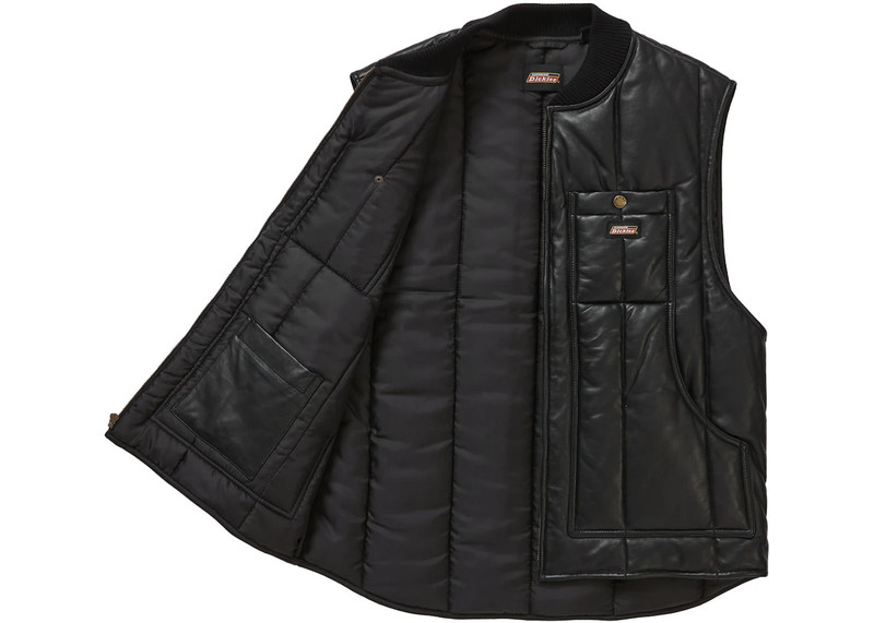 Supreme Supreme Dickies Leather Work Vest Black outlook