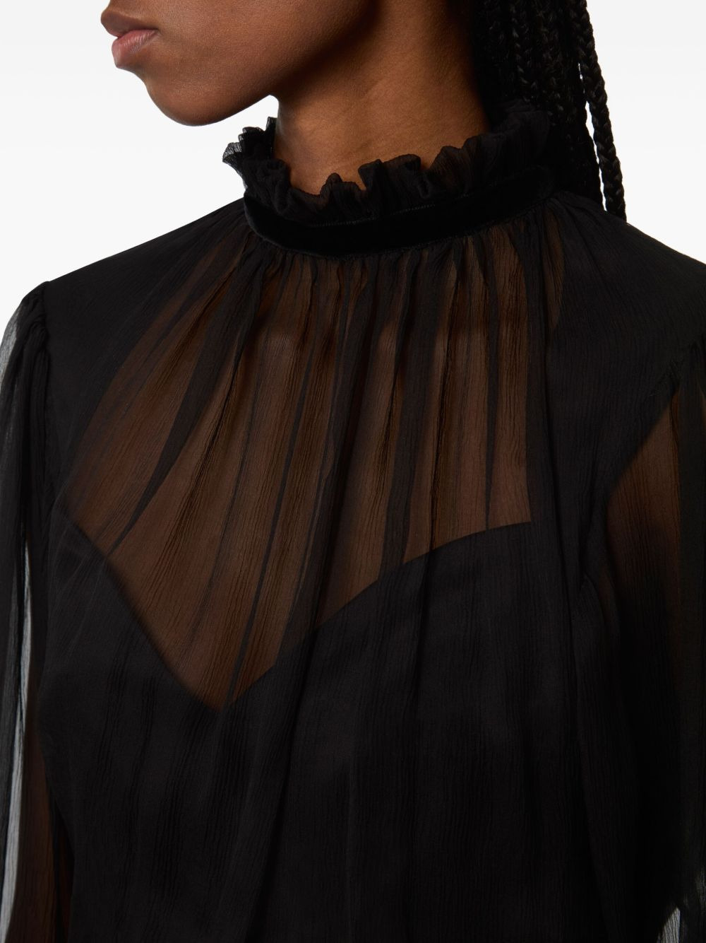 high-neck ruffled top - 5