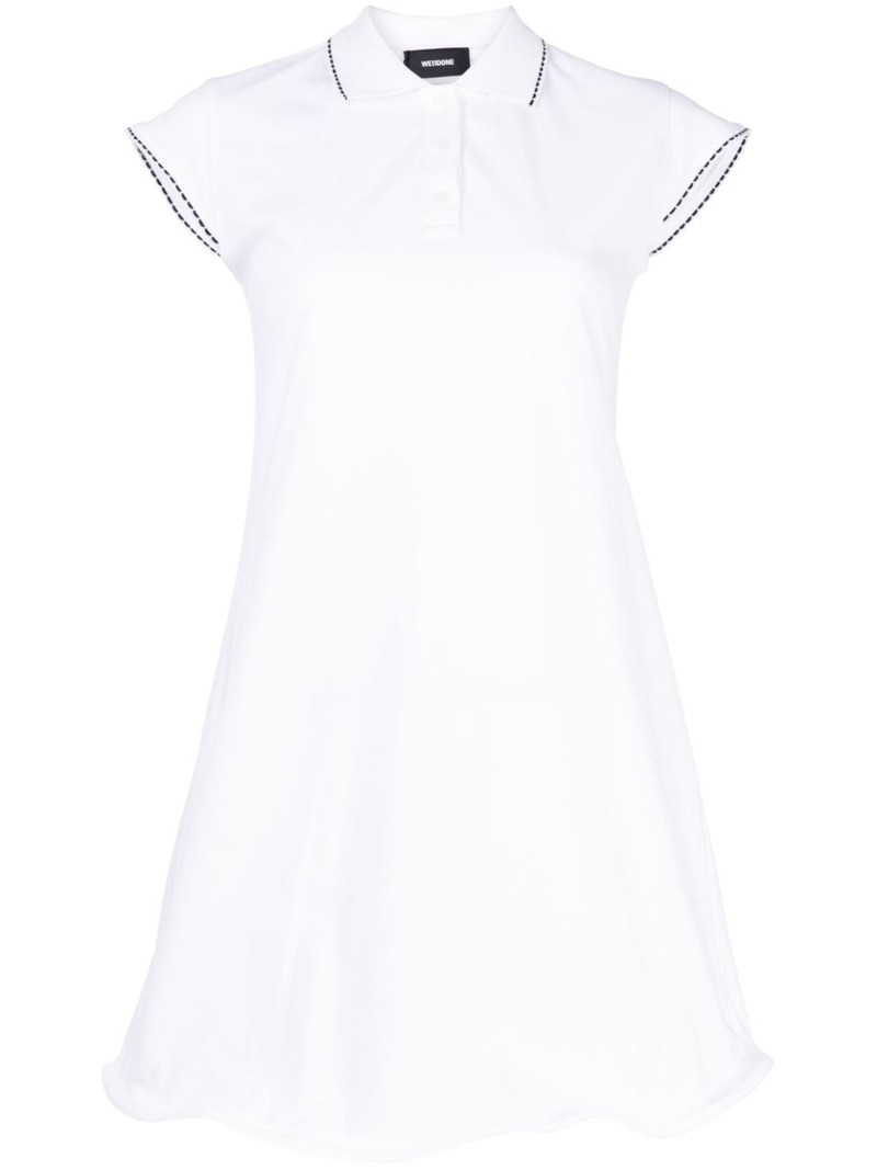 contrast-stitching shirt dress 1