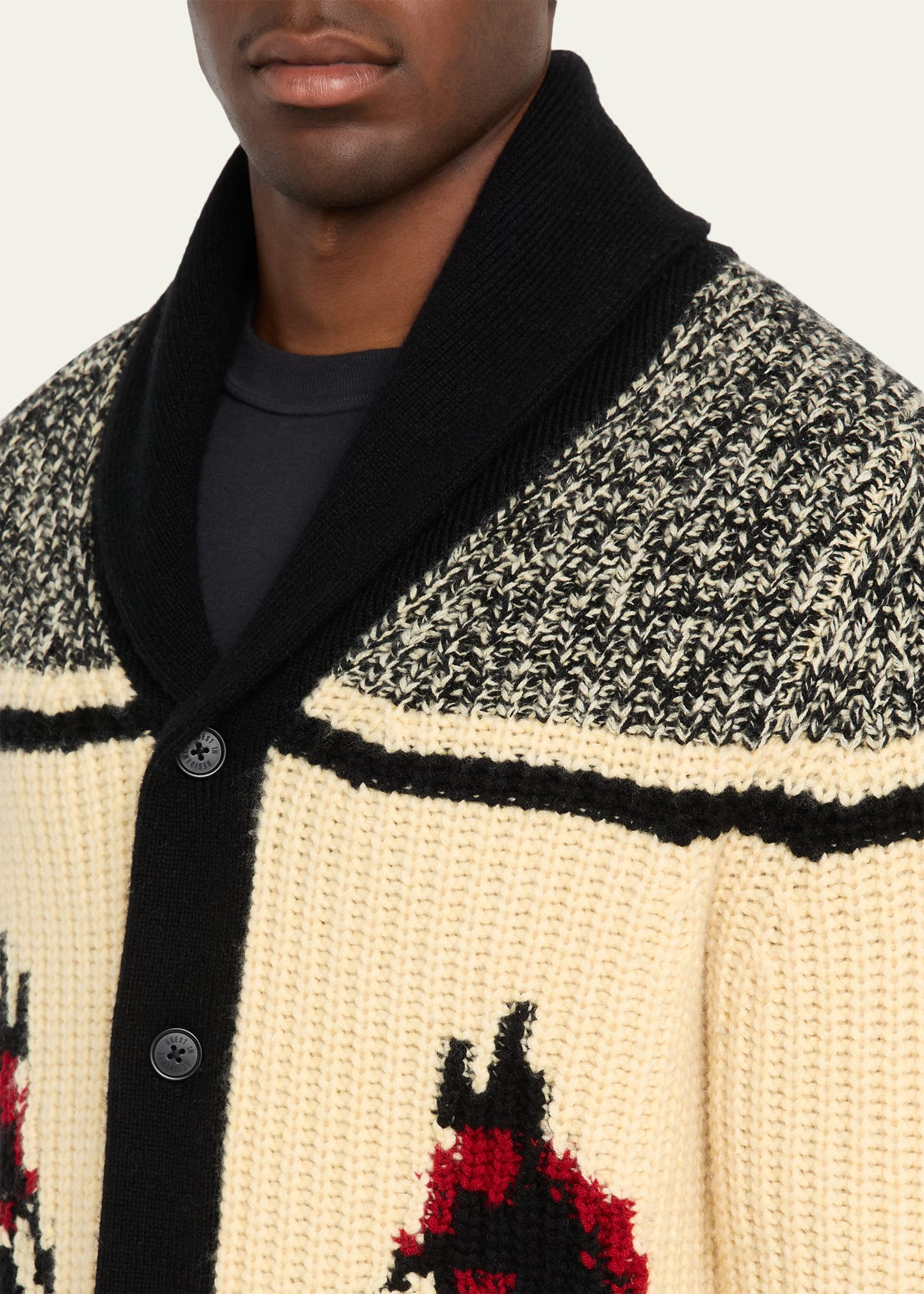 Men's Horse-Print Wool-Cashmere Cardigan - 5