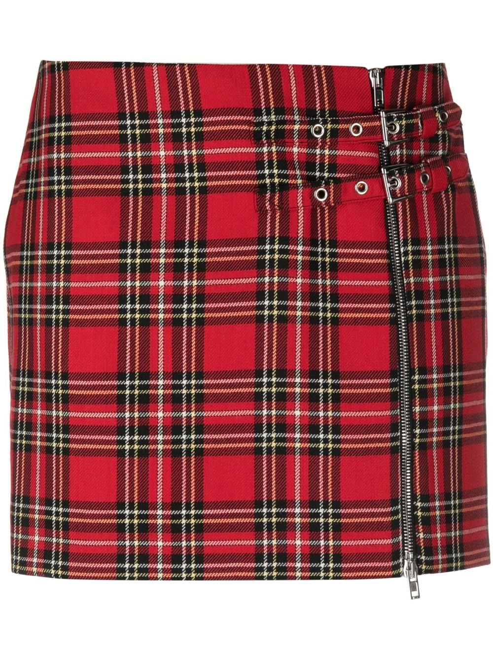 plaid-check wool skirt - 1