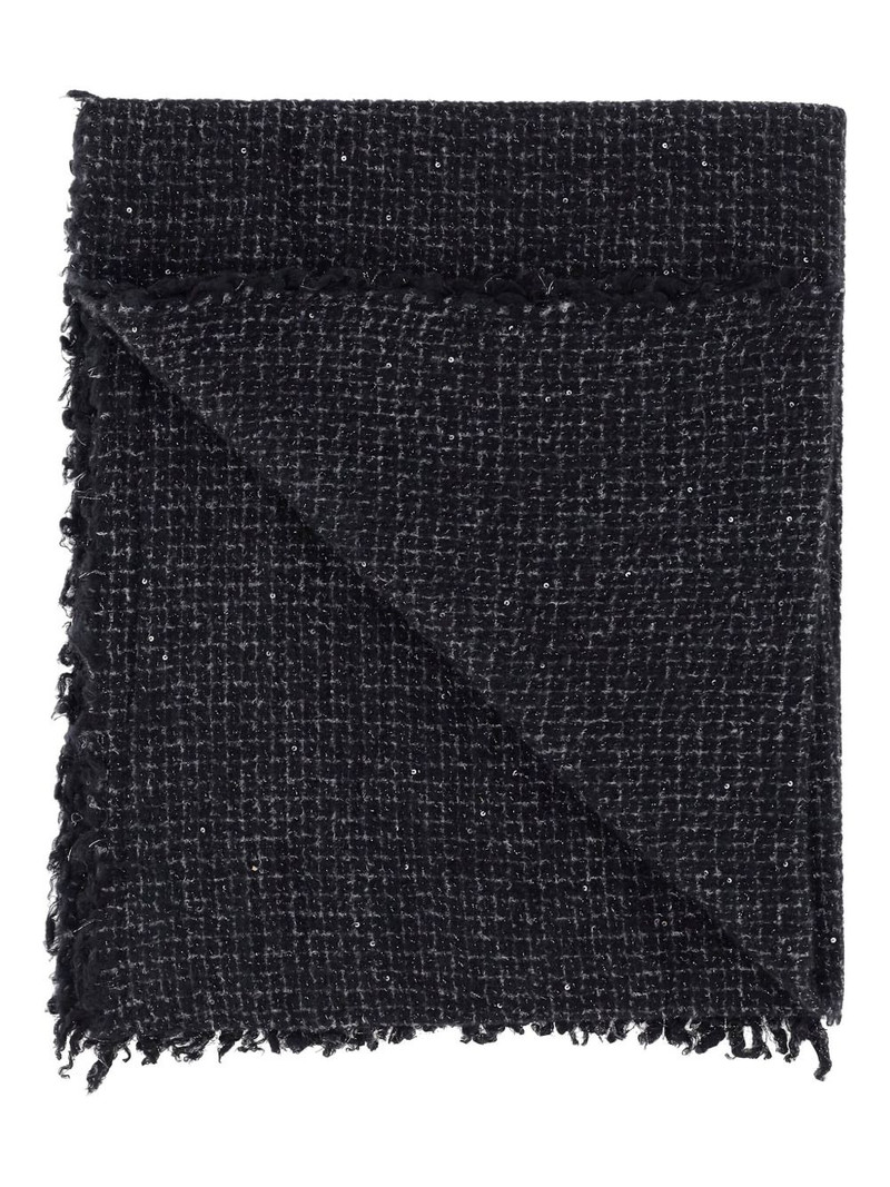 Faliero Sarti sequin-embellished frayed-edge scarf outlook