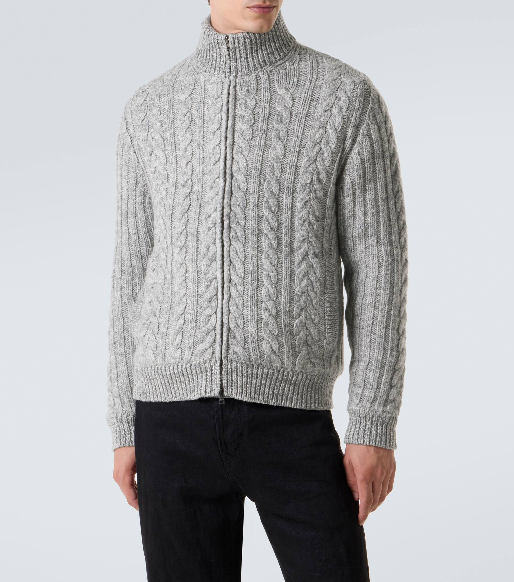 Cable-knit wool jacket - 3