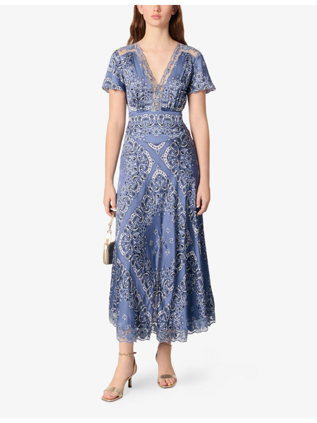 Paisley-Print Mesh-Trim Woven Maxi Dress - 2