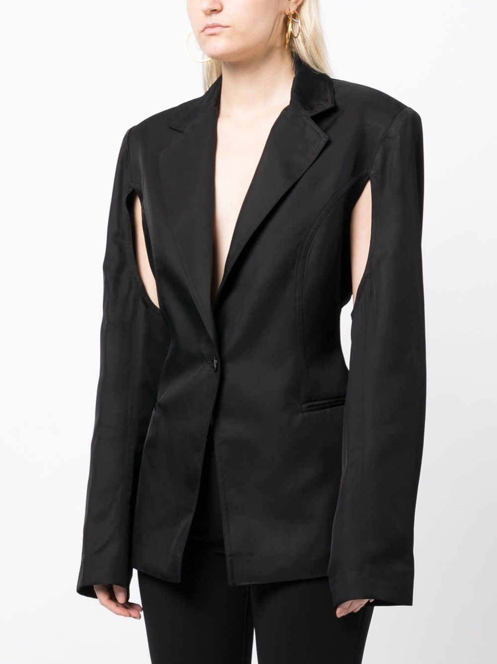 cut-out single-breasted blazer - 3