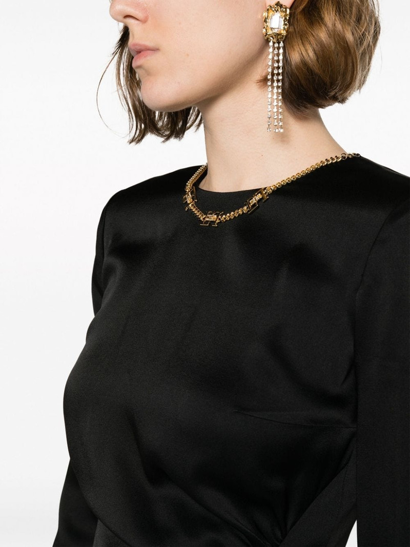 chain-embellished asymmetric crepe dress 5