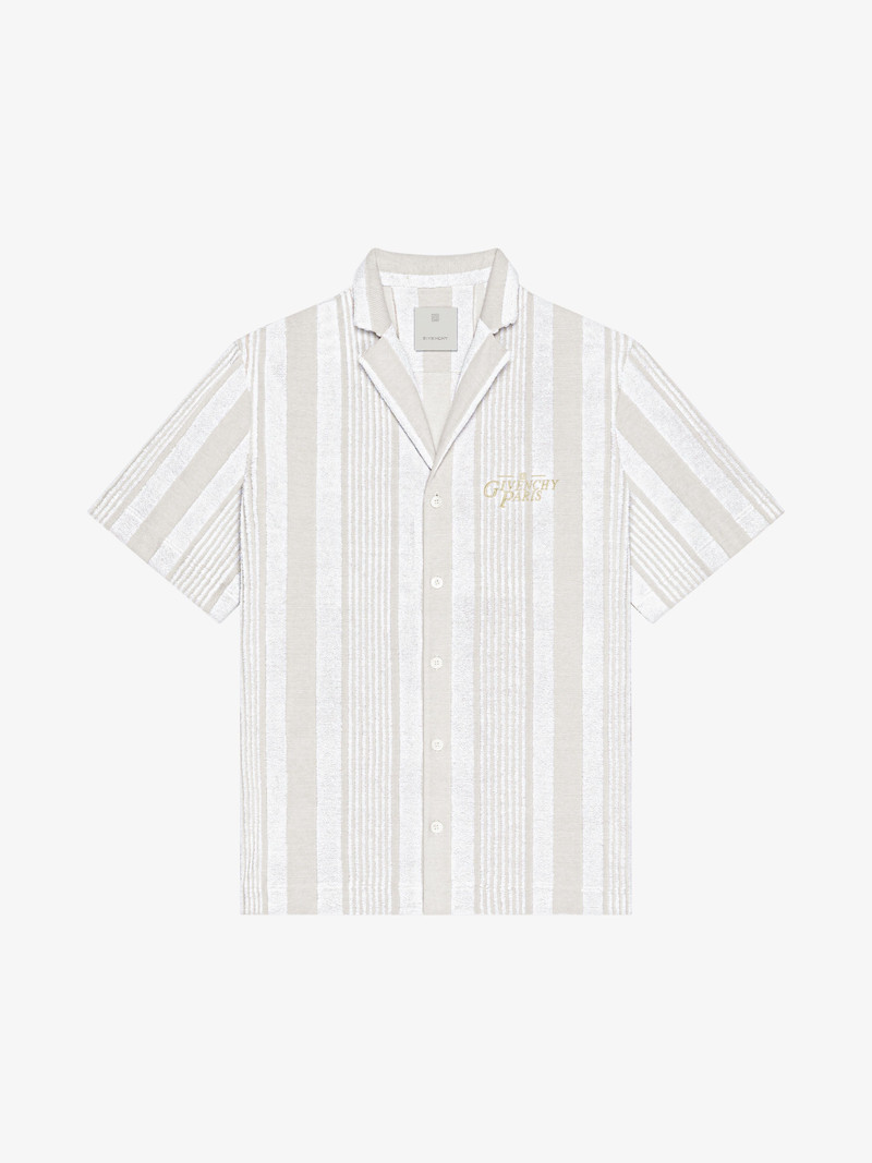 BOXY FIT SHIRT IN COTTON TOWELLING WITH STRIPES - 1