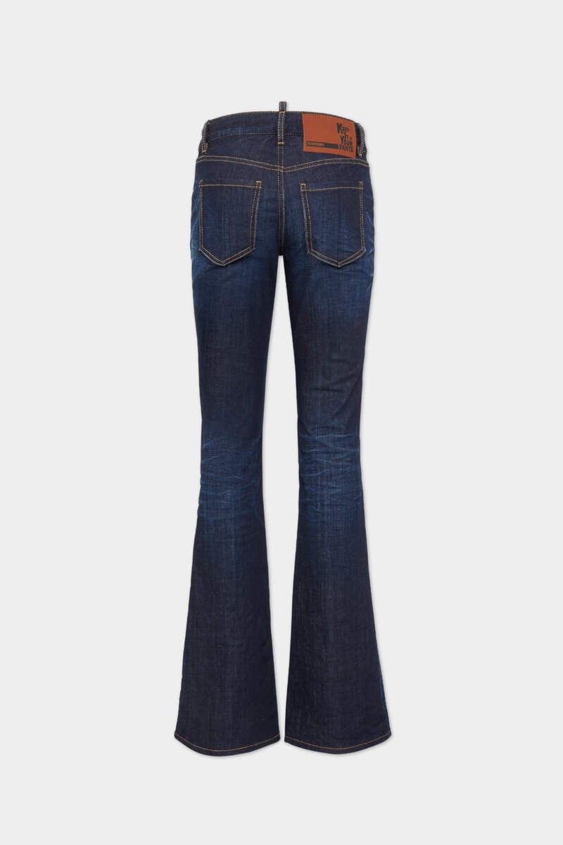 DARK URBAN WASH MEDIUM WAIST FLARE JEANS - 2
