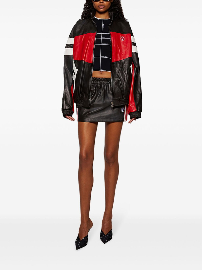 VETEMENTS logo-embroidered leather mini skirt outlook