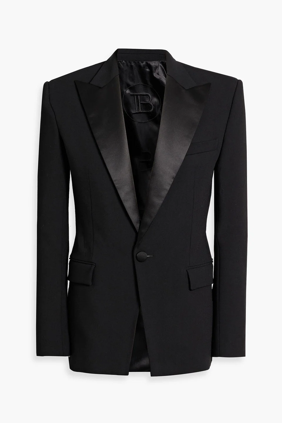 Satin-trimmed crepe blazer - 1