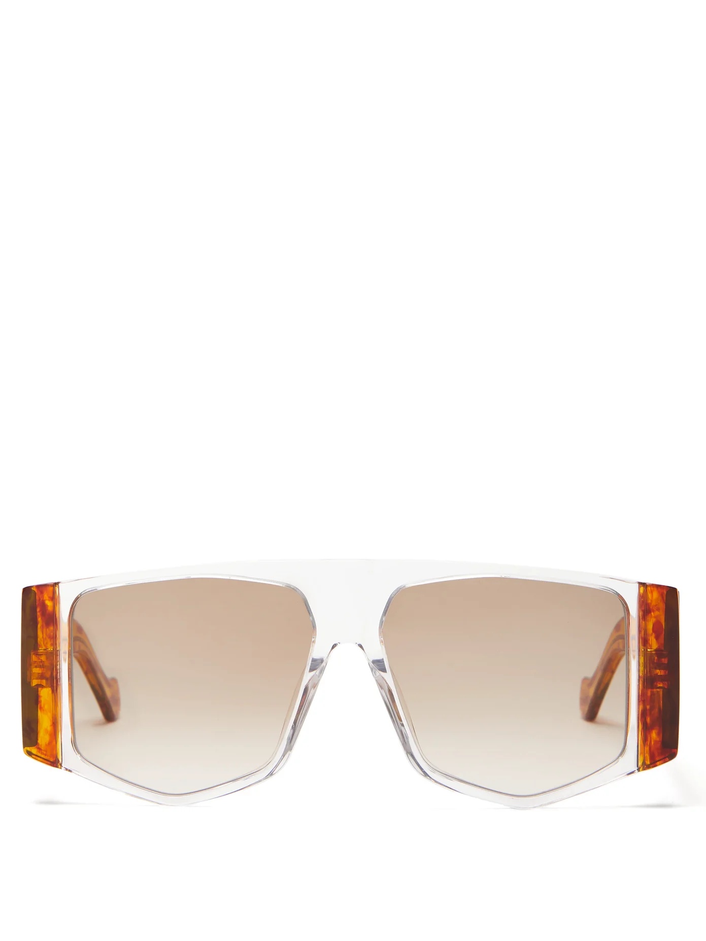 Tortoiseshell angular aviator sunglasses - 1