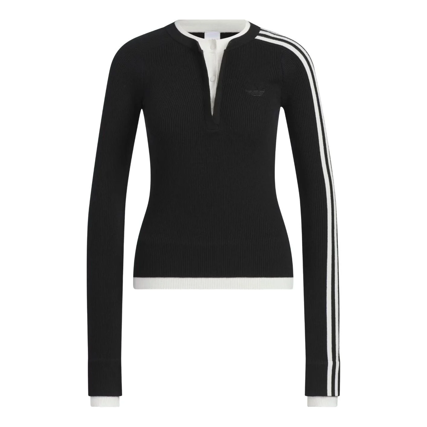 (WMNS) adidas Premium 3S Button Sweatshirt 'Black' KS5333 - 1