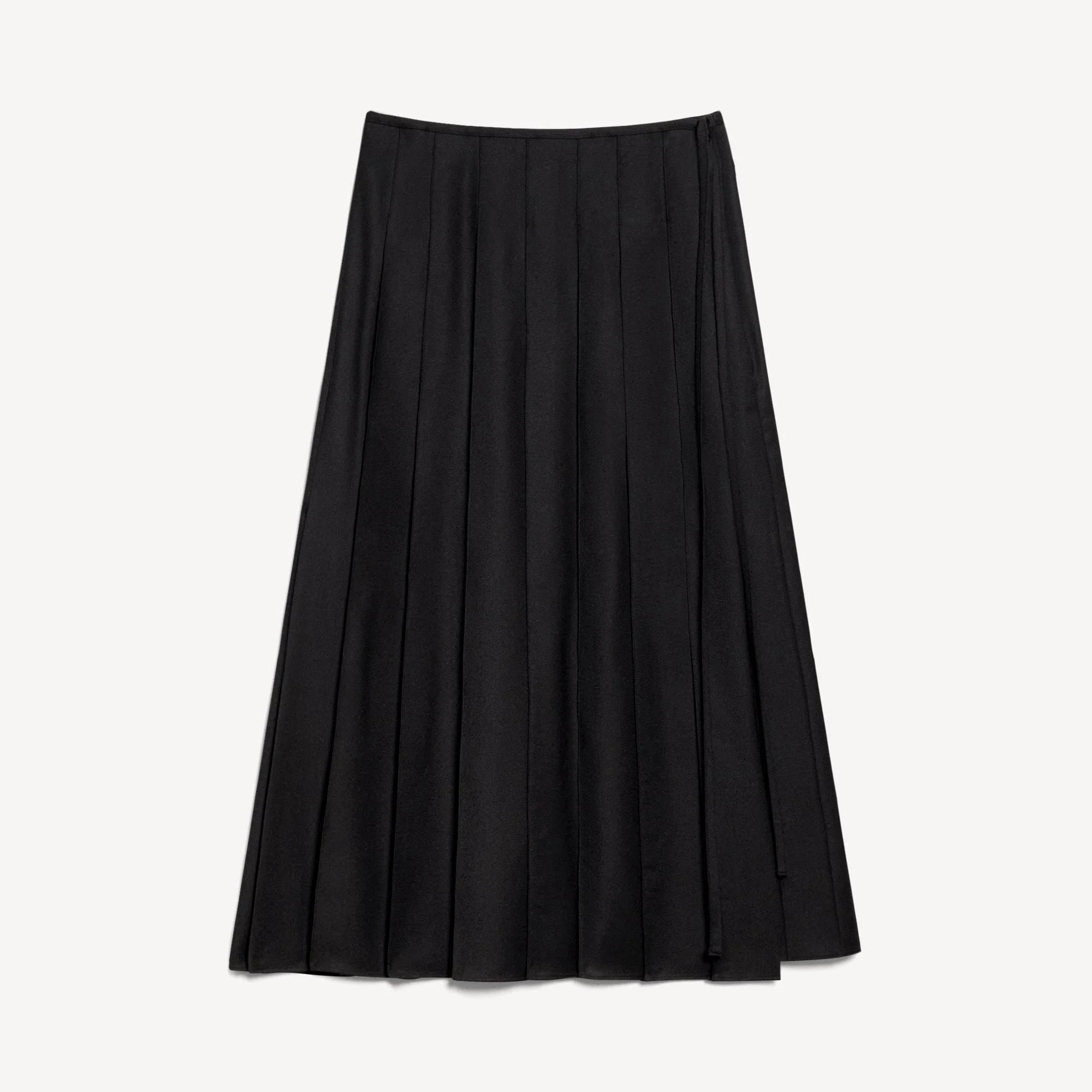 Pleated Wrap Skirt in Drape Flannel - 1