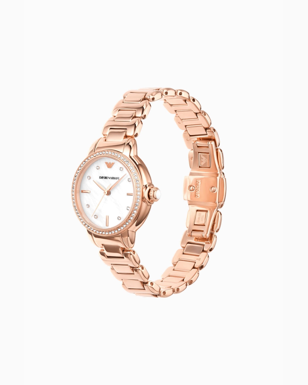 THREE-HAND ROSE GOLD-TONE STAINLESS STEEL WATCH - 2