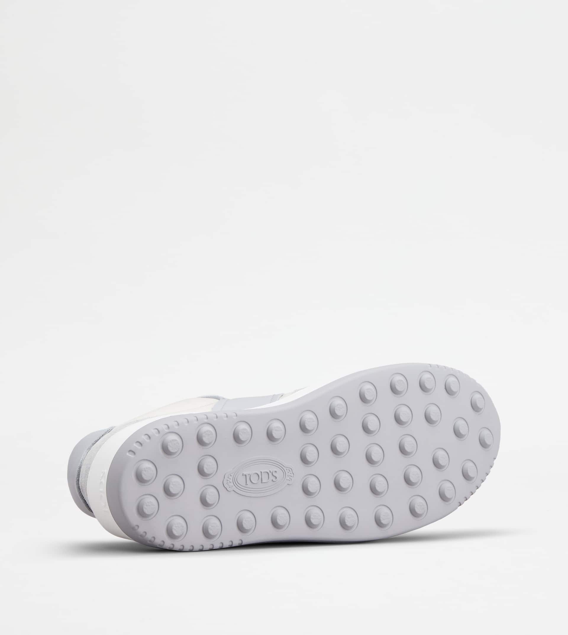 PLATFORM SNEAKERS IN LEATHER - WHITE, GREY, LIGHT BLUE - 4