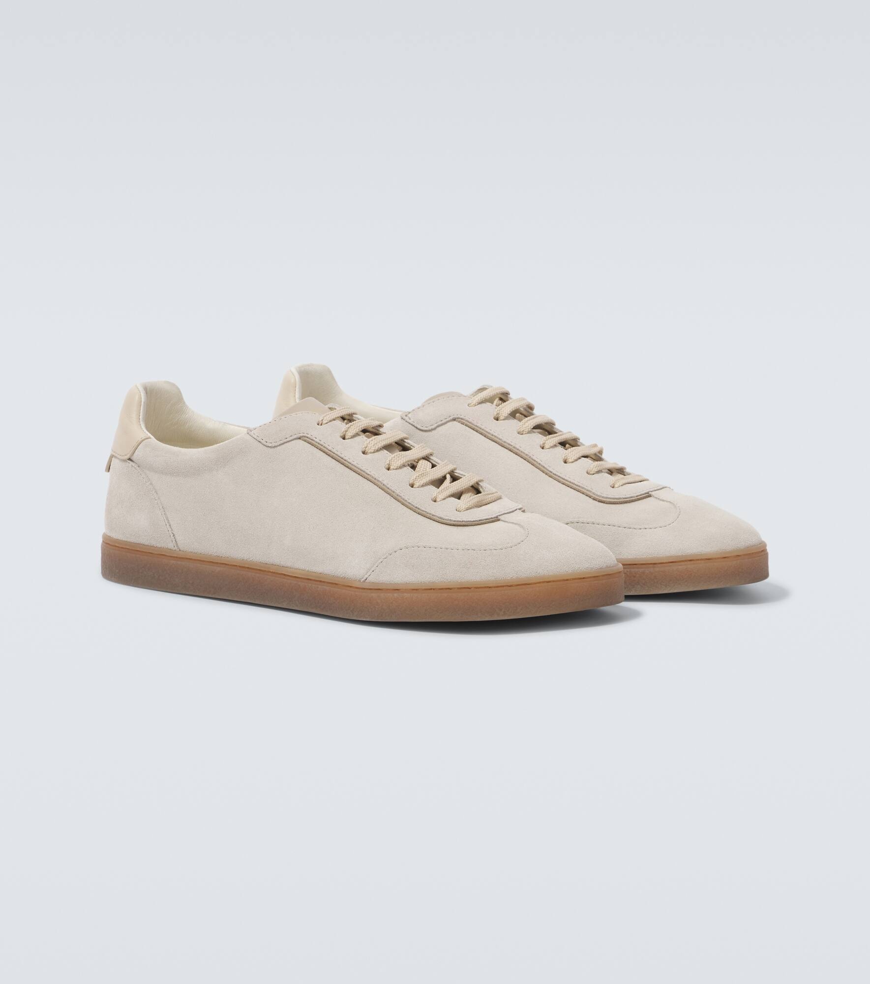 Leather-trimmed suede sneakers - 5