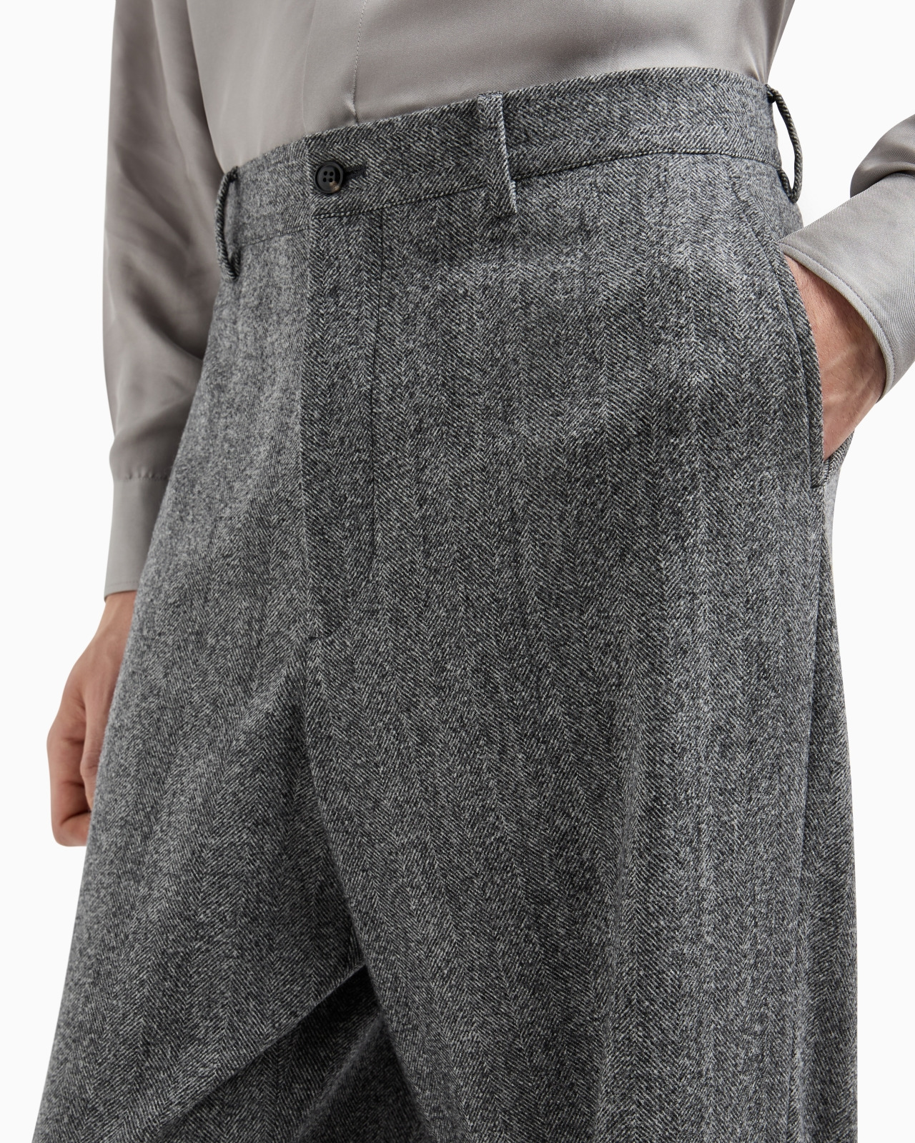 CHEVRON JACQUARD VIRGIN WOOL FLAT-FRONT TROUSERS - 5