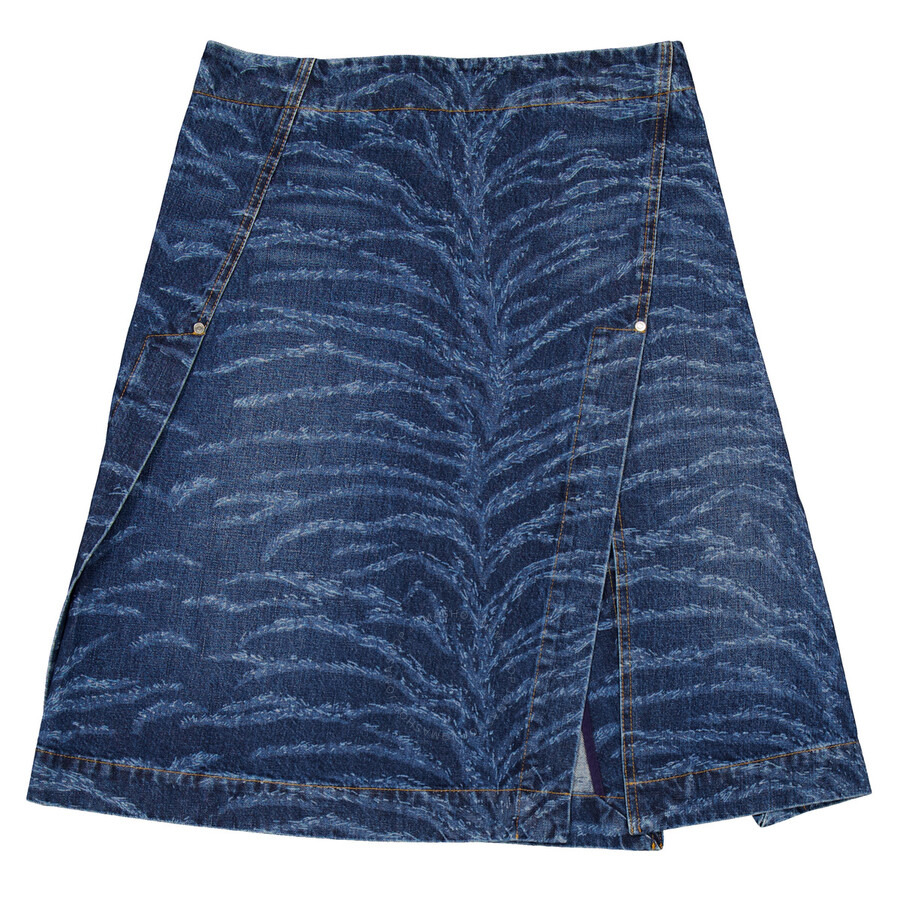 Stella McCartney Tiger Pattern High-Rise Denim Midi Skirt - 2
