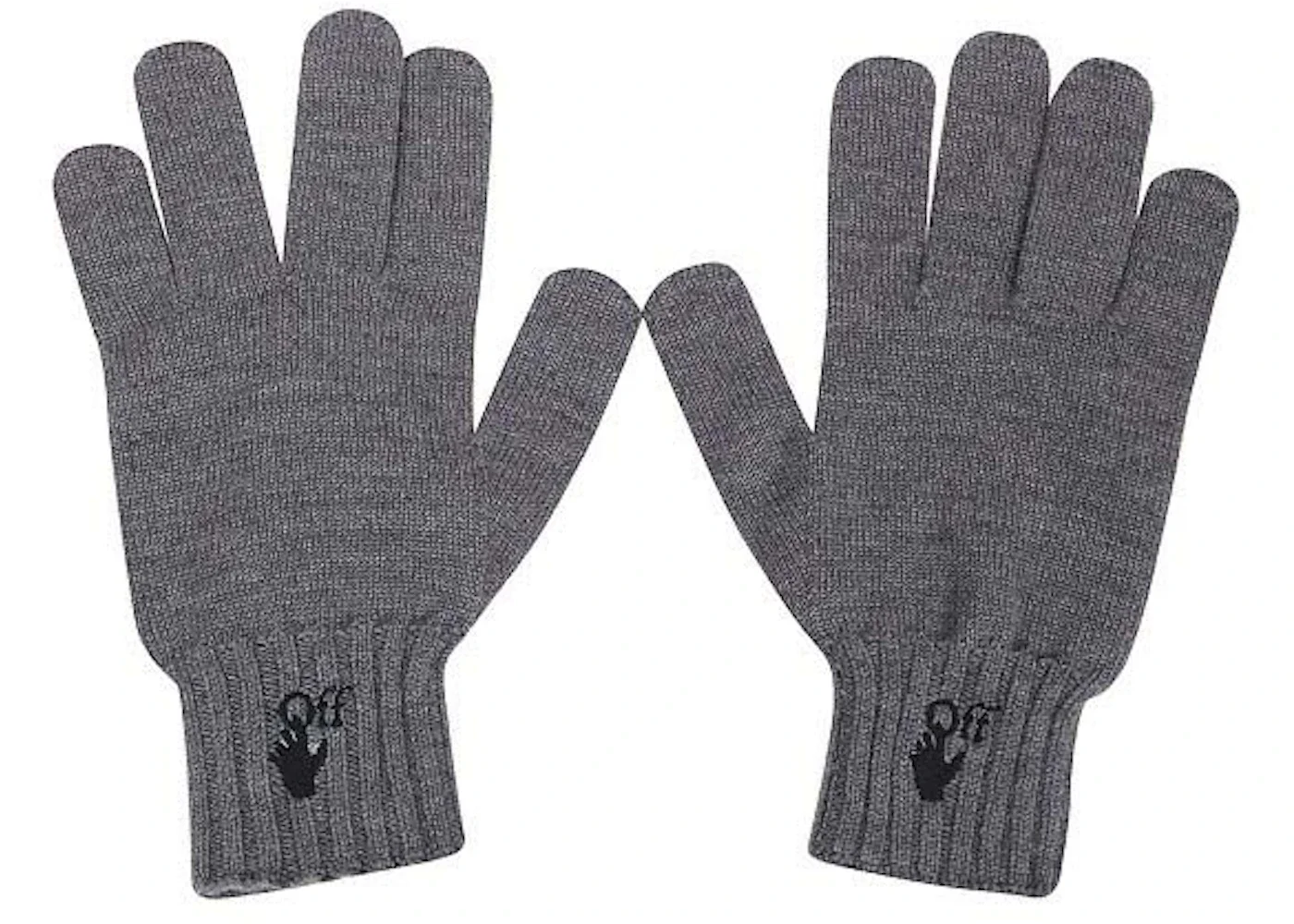 OFF-WHITE Hand Off Wool Gloves Grey - 1