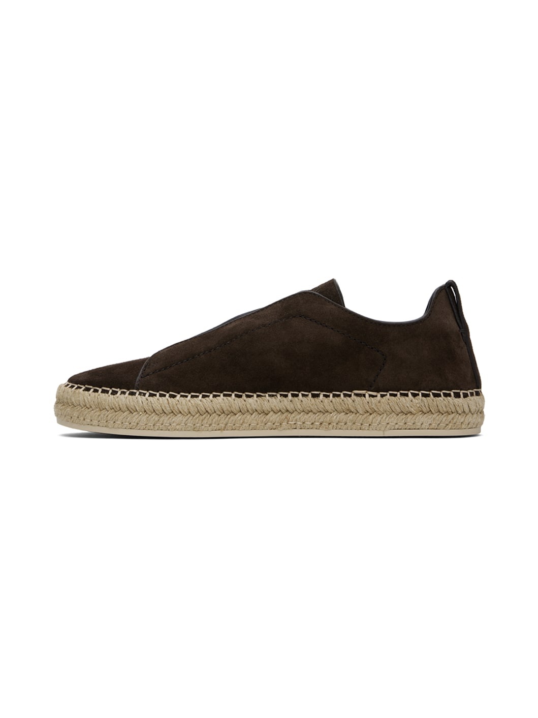 Brown Suede Triple Stitch Sneakers - 3