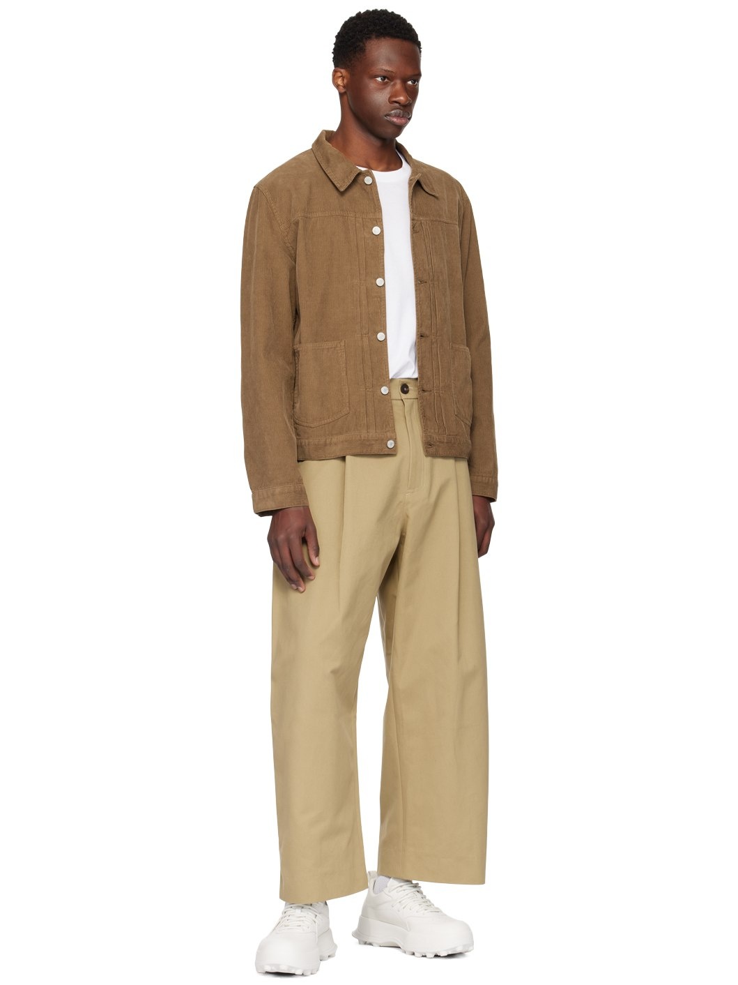 Studio Nicholson Beige Sorte Trousers | REVERSIBLE