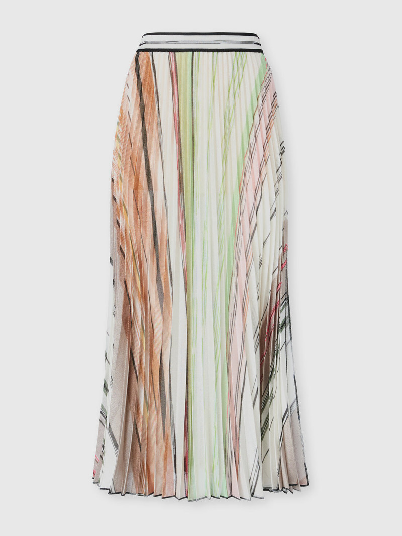 Pleated Mixed Flame Viscose Midi Skirt 1