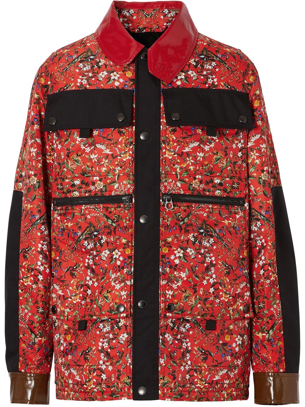 floral-print panelled jacket - 1