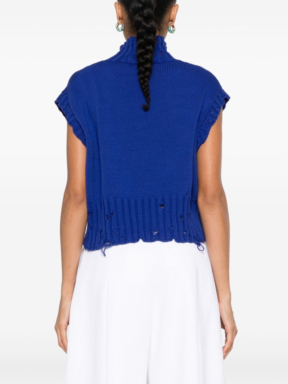 cotton cropped vest - 4