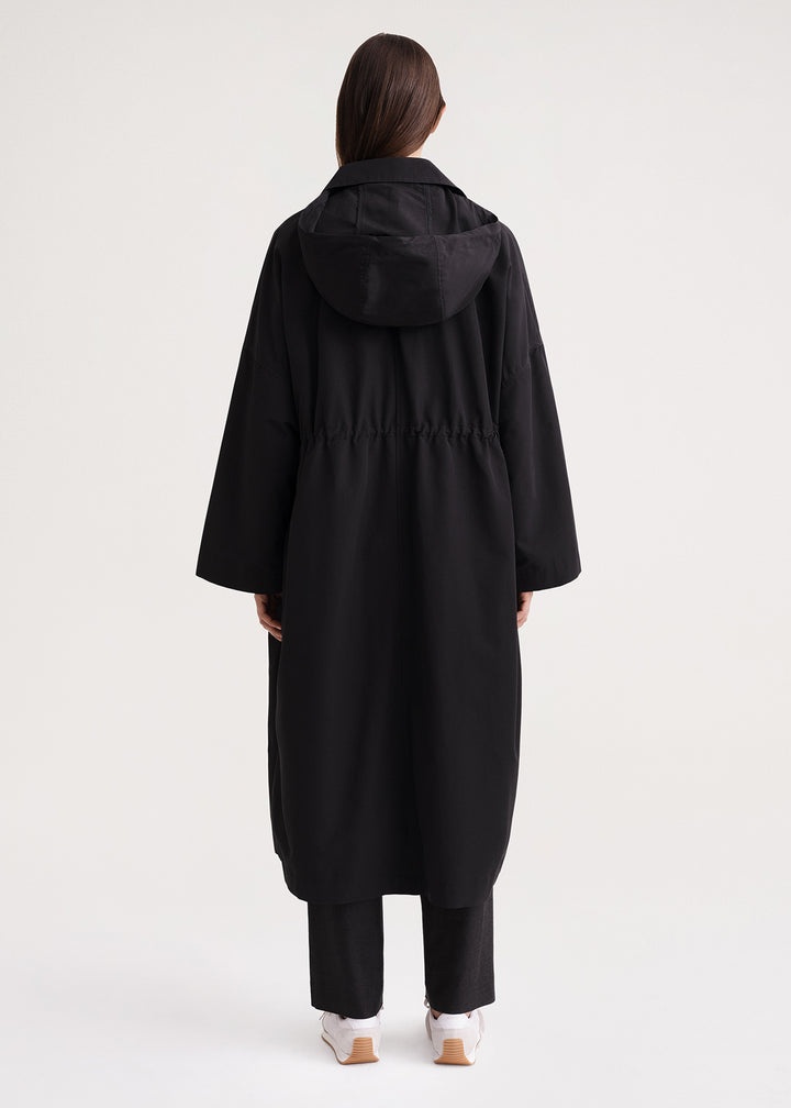 Hooded drawstring parka black - 4