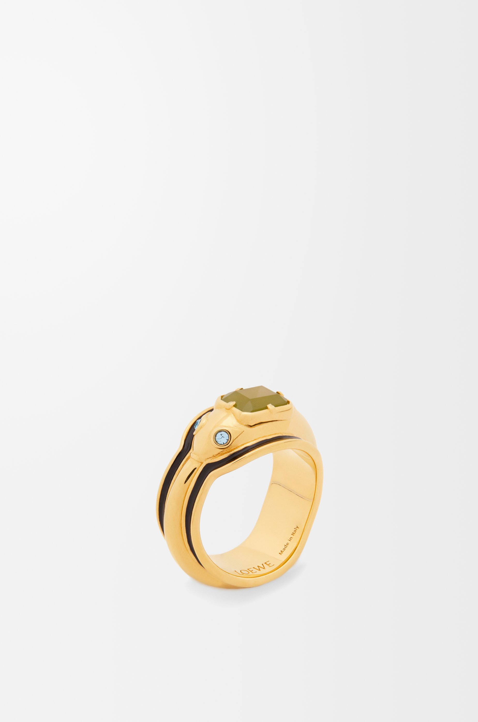 Snake ring in sterling silver, crystals and jade - 3