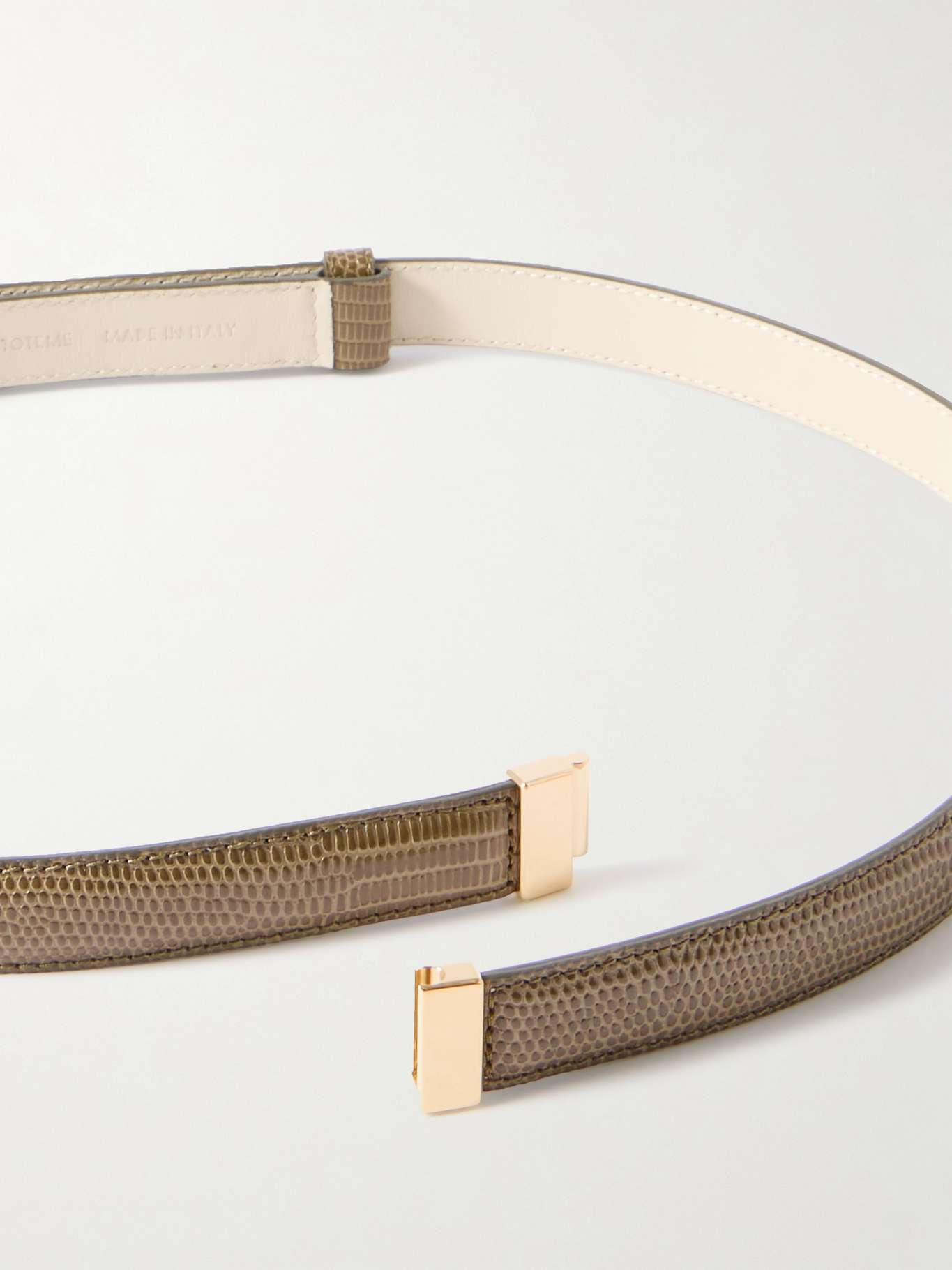 Snake-effect leather belt Dark green - 3