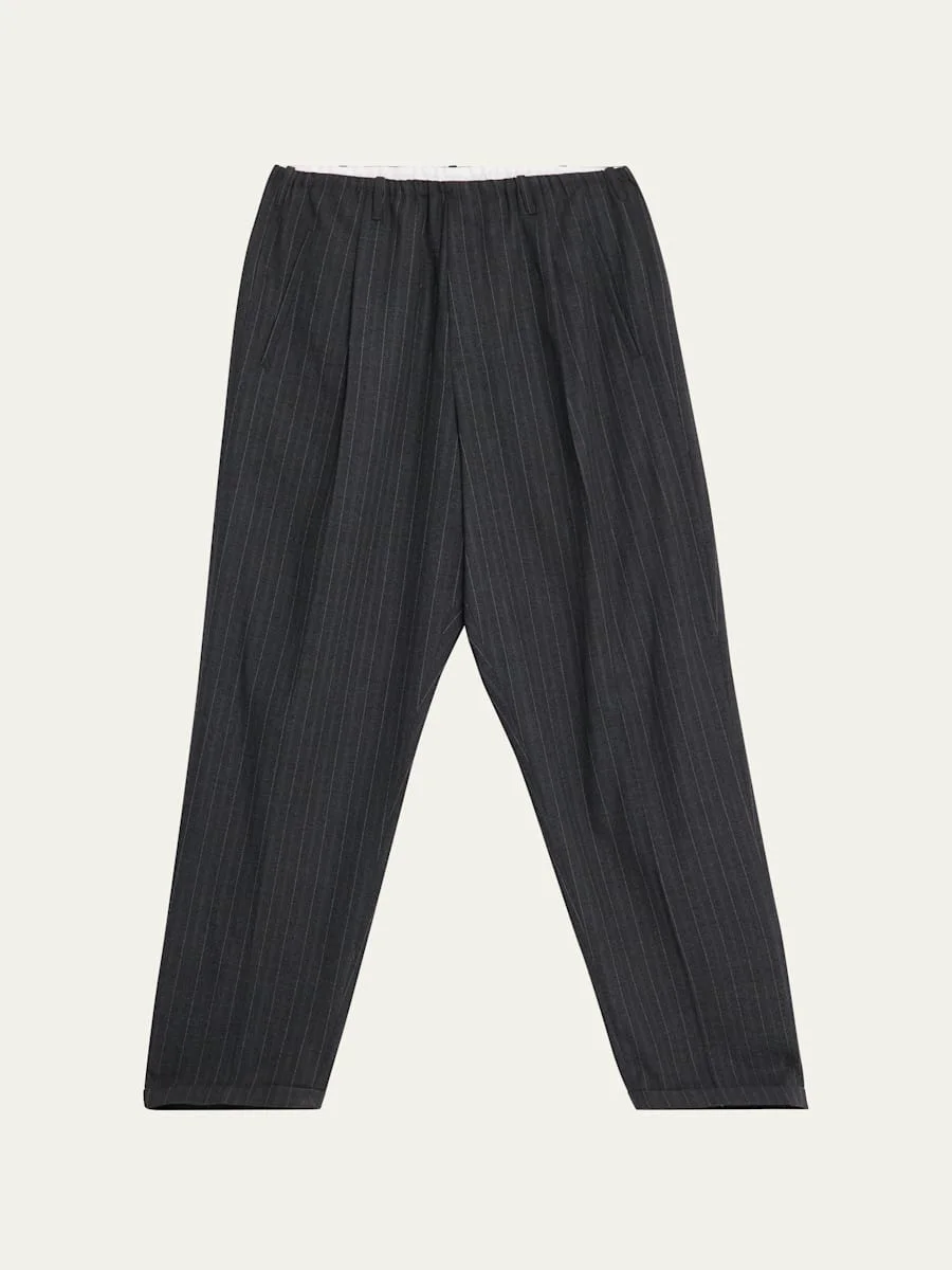 Men's Pinstripe Wool Drawstring People's Pants - 1