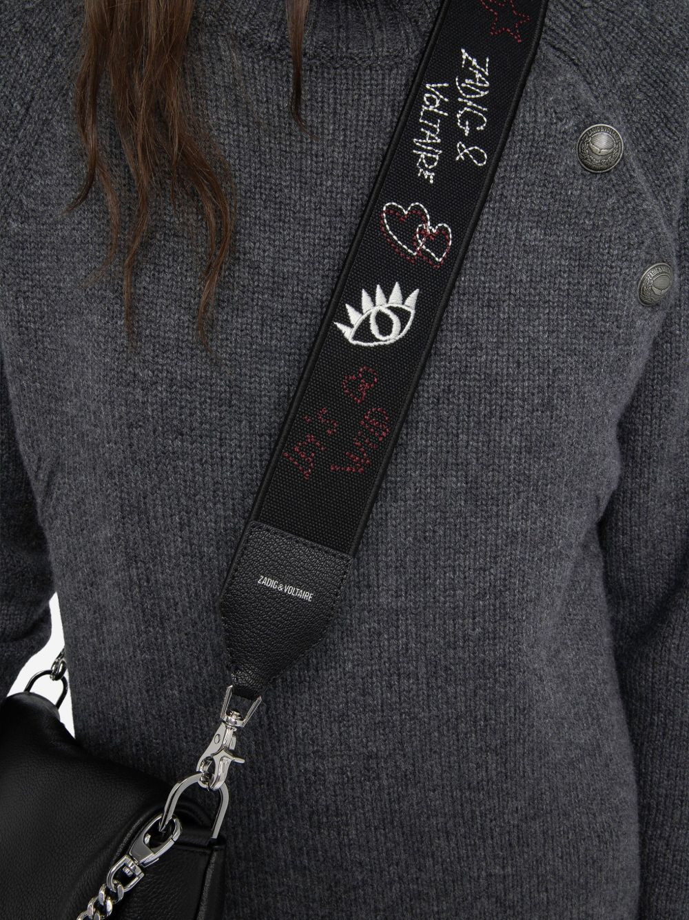 embroidered-details bag strap - 3