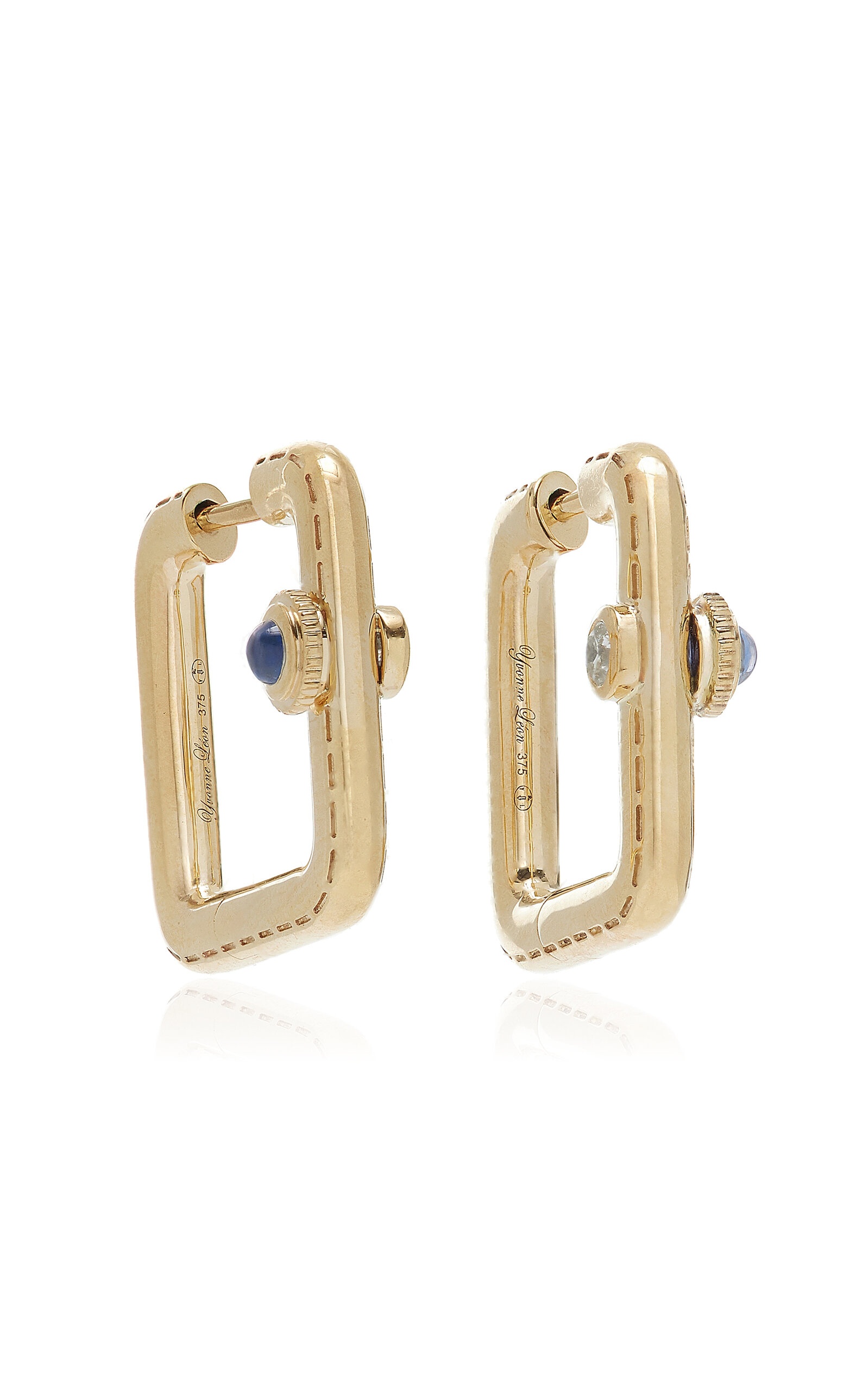 Gousset 9K Yellow Gold Diamond, Sapphire Earrings gold - 3