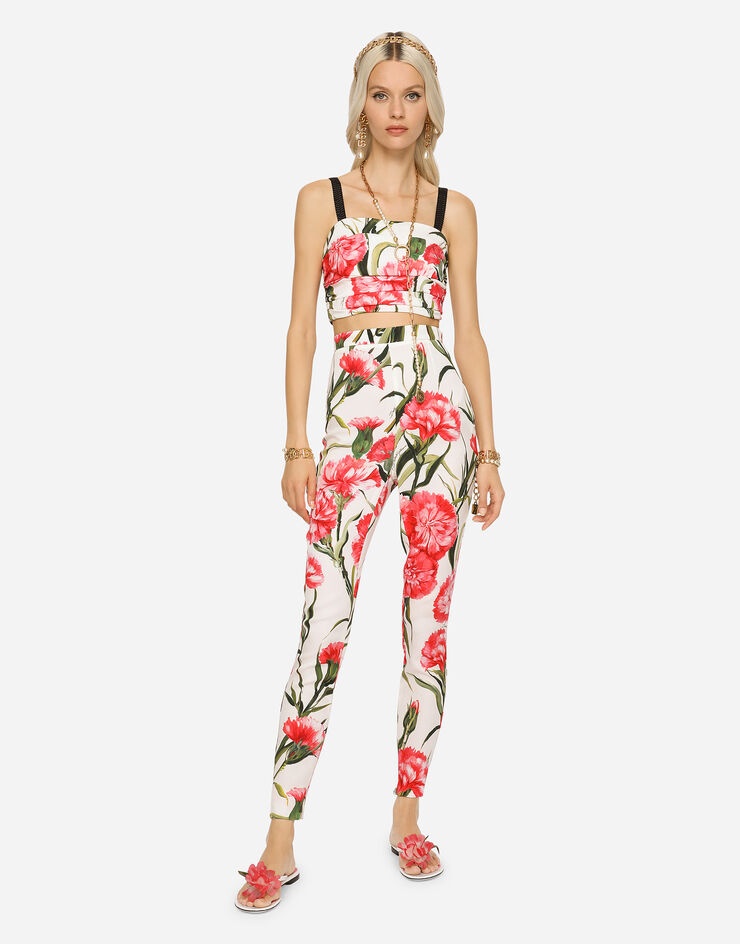 Carnation-print charmeuse leggings - 2