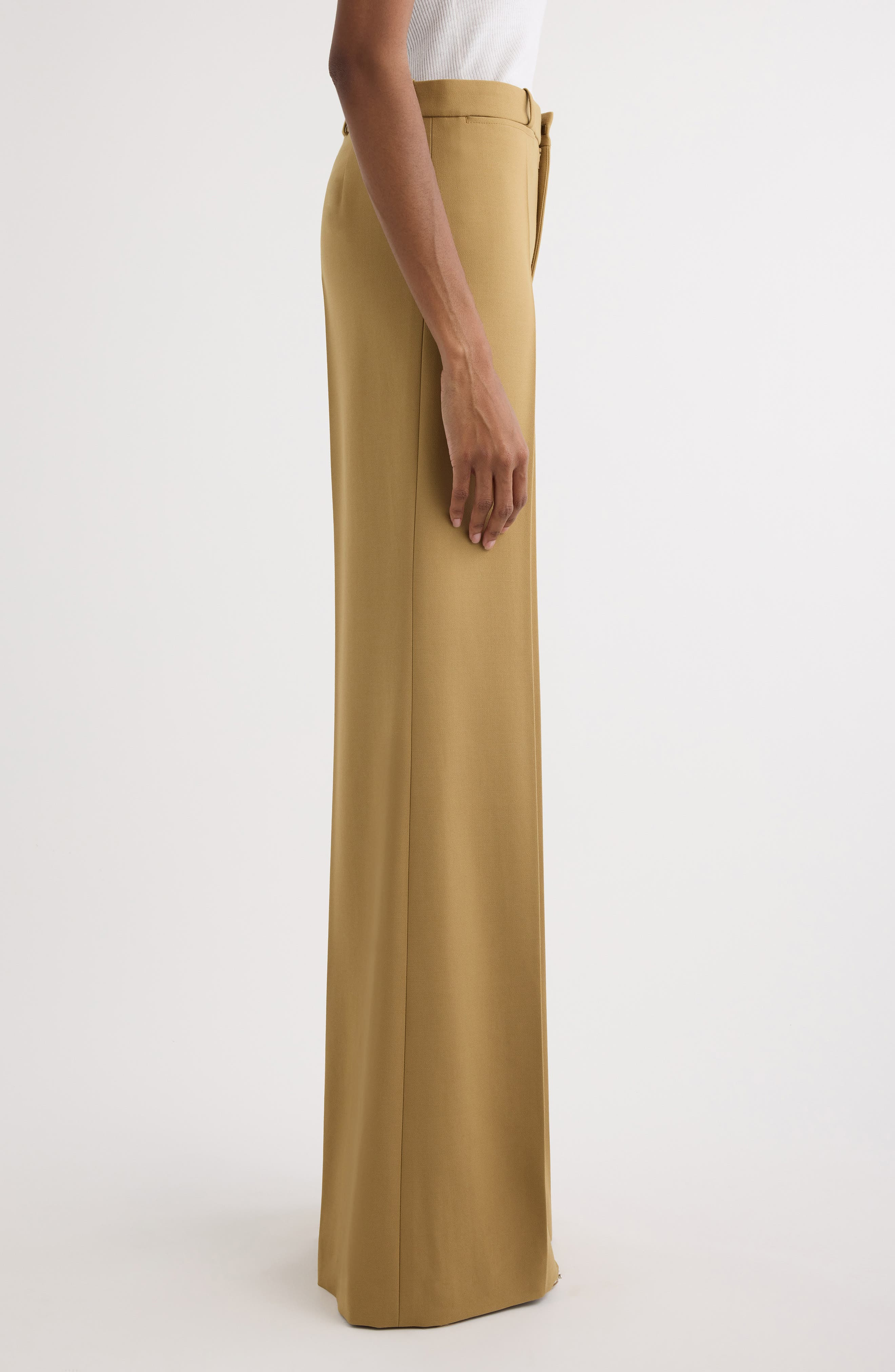 Chloé Wool Grain de Poudre Flare Leg Pants in Nut at Nordstrom - 4