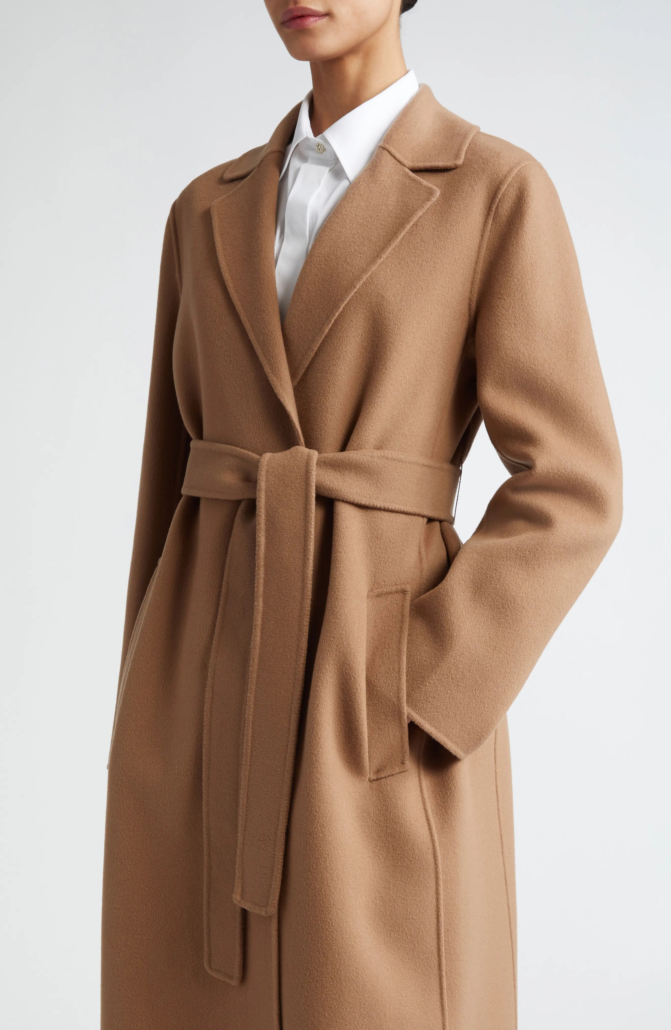 Pauline Belted Double Face Virgin Wool Wrap Coat - 4