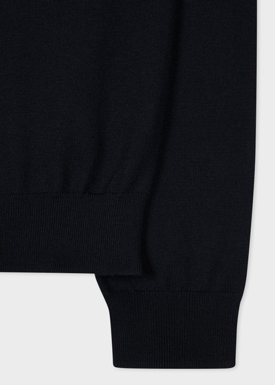 Paul Smith Dark Navy Merino Sweater with 'Signature Stripe' Trim outlook