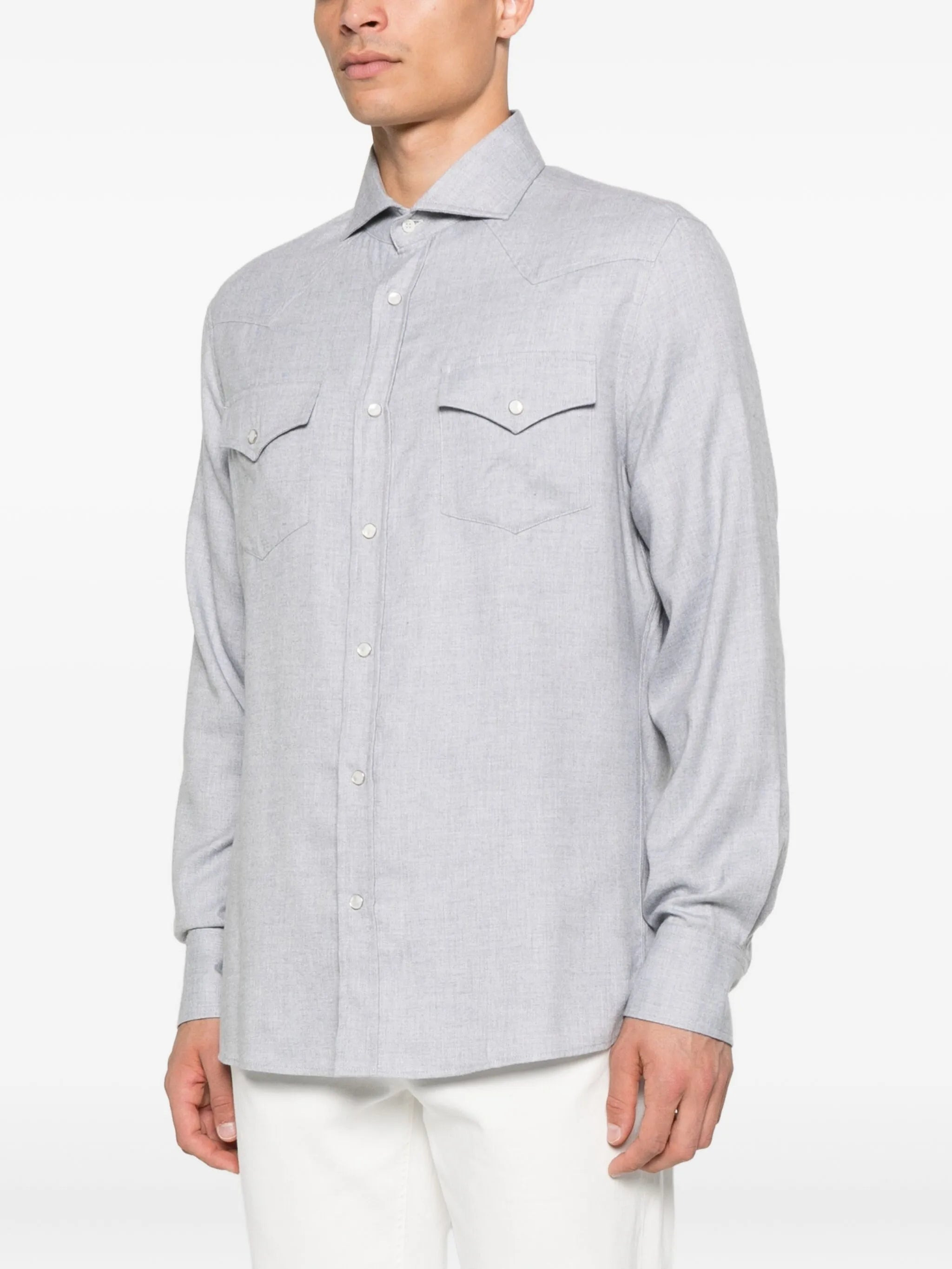 Brunello Cucinelli Double-pocket Long-sleeve Shirt - 4